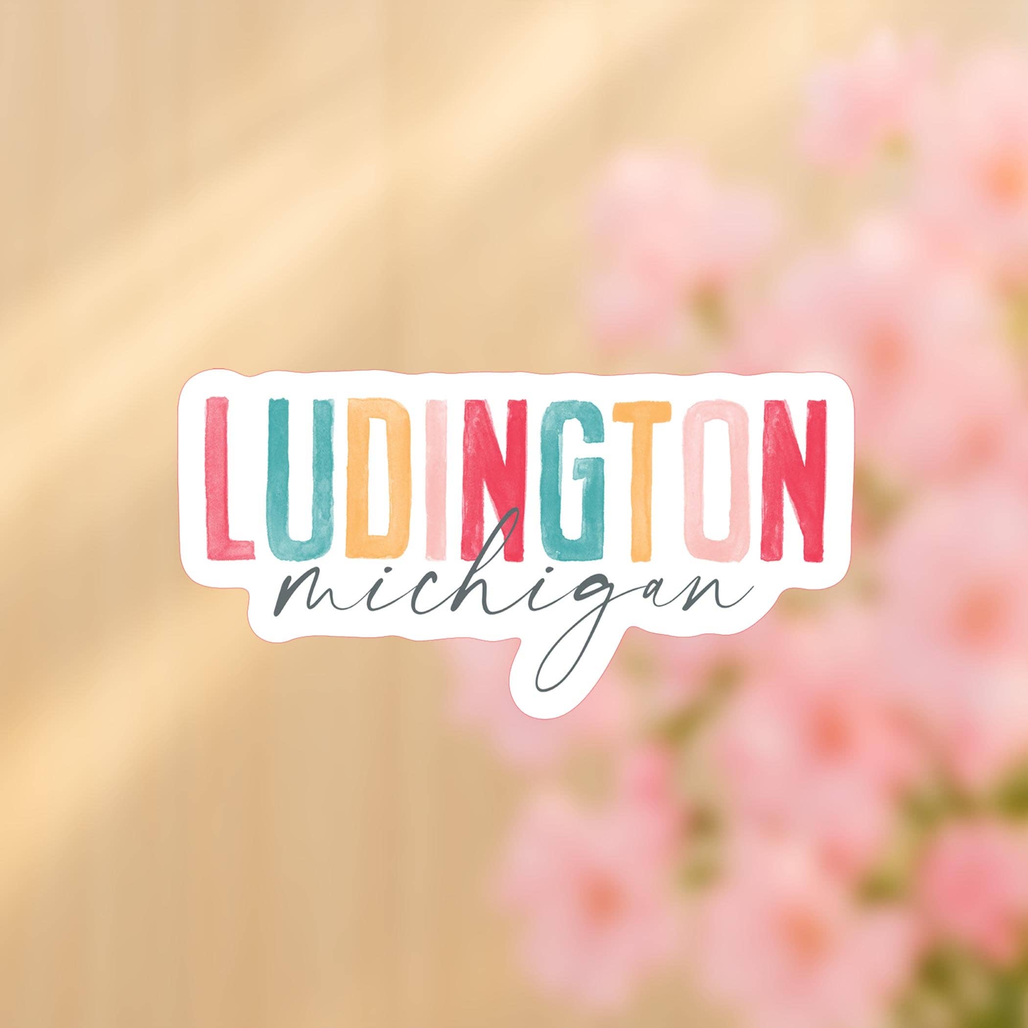 Vinyl Sticker-Watercolor City Ludington Michigan