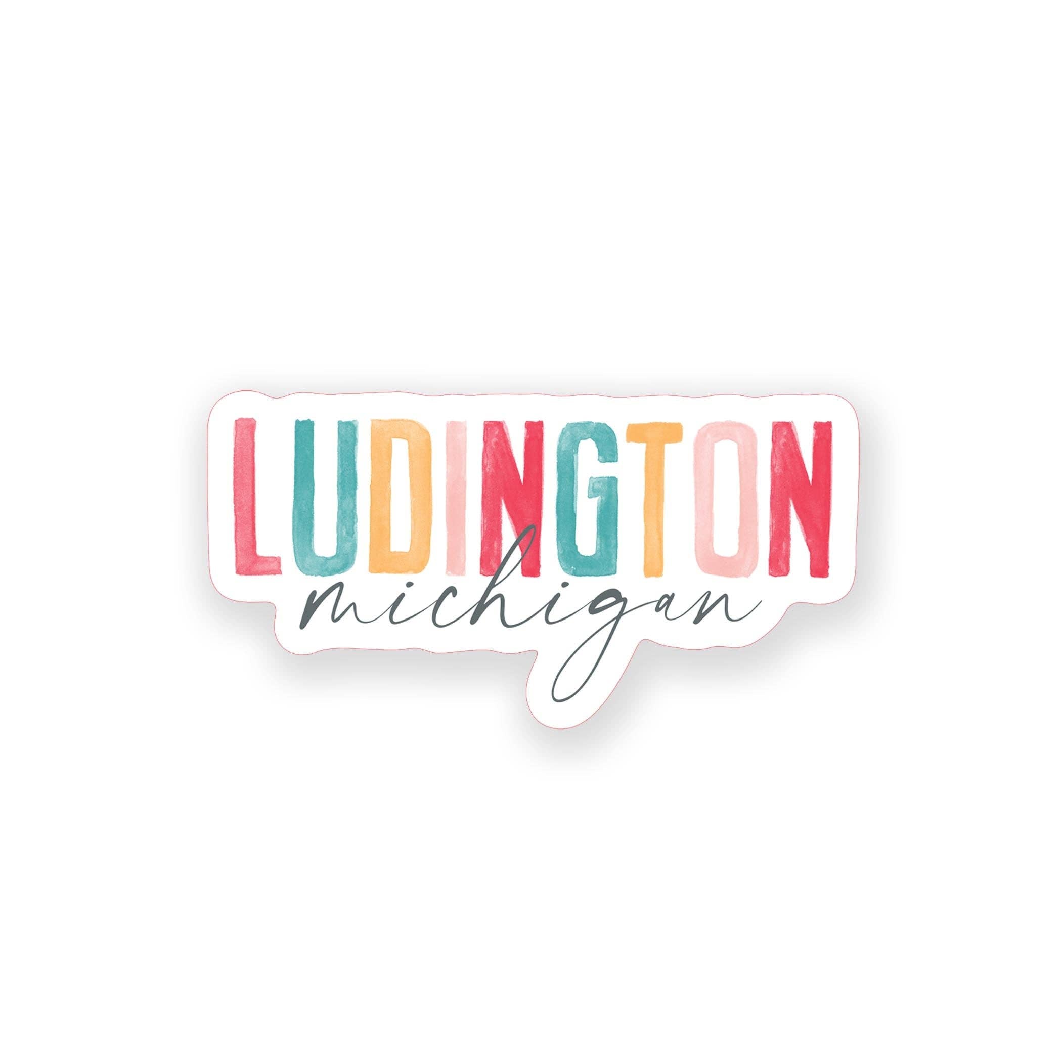Vinyl Sticker-Watercolor City Ludington Michigan