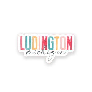 Vinyl Sticker-Watercolor City Ludington Michigan