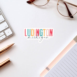 Vinyl Sticker-Watercolor City Ludington Michigan