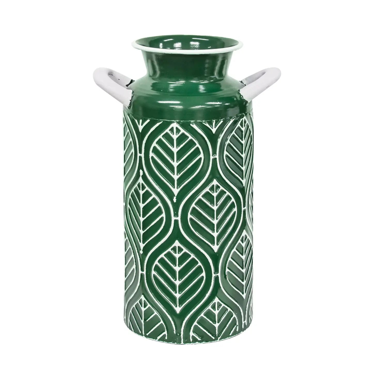 Leaf Etched Enamel Milk Can