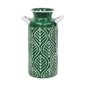 Leaf Etched Enamel Milk Can