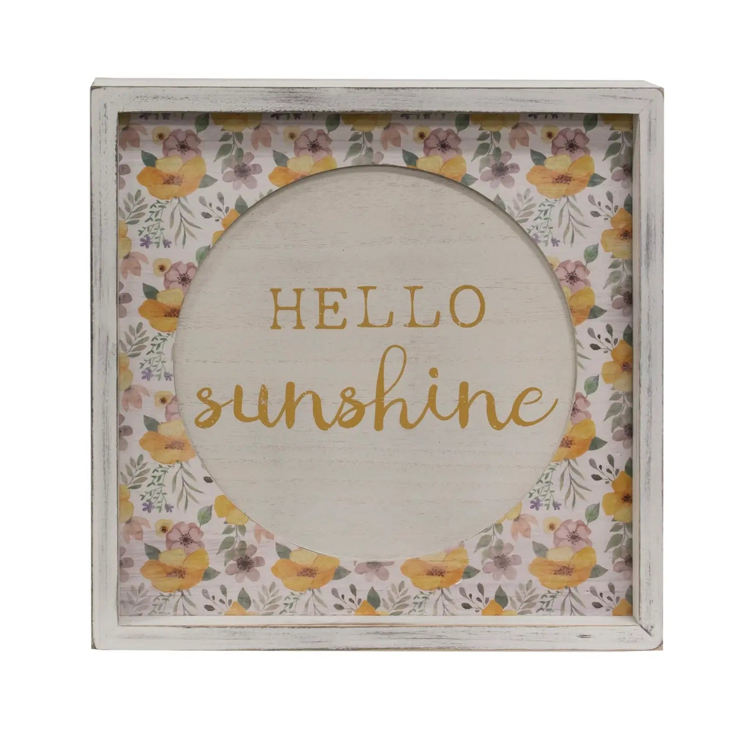 Hello Sunshine Cutout Floral Inset Box Sign