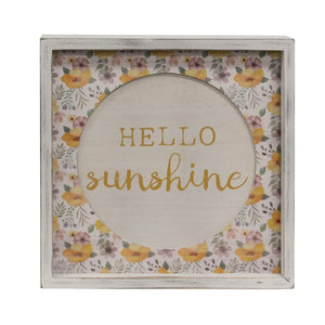 Hello Sunshine Cutout Floral Inset Box Sign