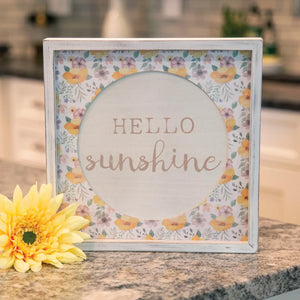 Hello Sunshine Cutout Floral Inset Box Sign