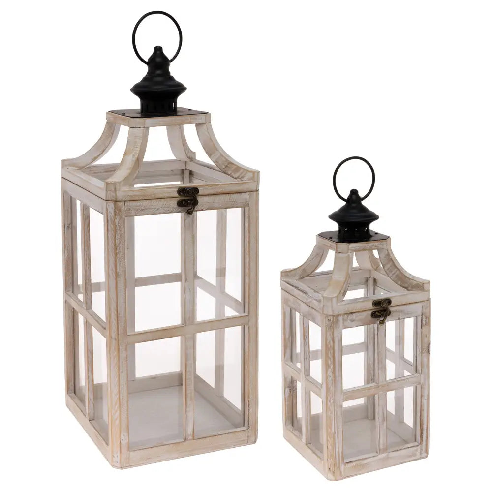 White Wood Lantern Small