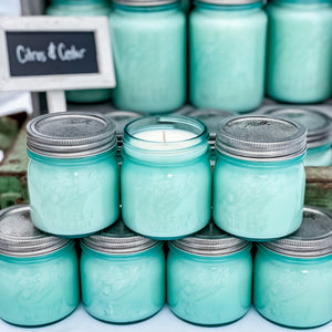 Aqua Vintage 8oz Mason Jar Candle